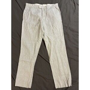 J Crew Bowery Slim Pants Men 32x30 Pin Stripe Linen Cotton Classic Preppy Casual